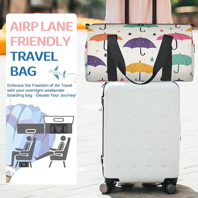 Umbrella Design Travel Duffle Bag for Women Men, Overnight Weekender Bag, Carry on Tote for Sport Gym