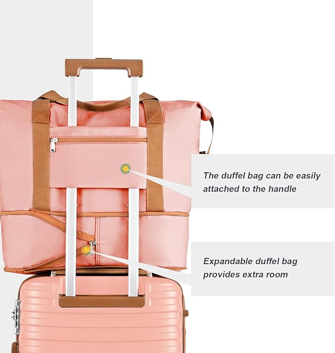 Joyway Carry On Luggage 20 Inch Expandable Suitcase with Spinner Wheel, 3 Piece Hard Shell Luggage Set with TSA Lock(Pink)