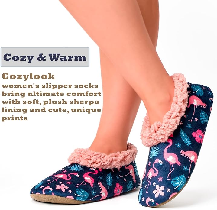 Cozylook Fuzzy Slippers for Women Indoor, Warm Bedroom Slip On Shoes, Winter Fluffy House Socks with Grippers, Cozy Christmas Gifts Unique