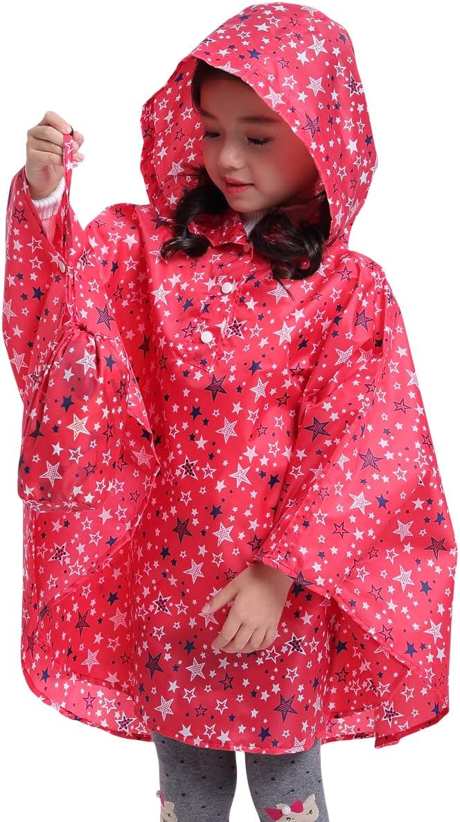Spmor Kids Rain Poncho Hooded Jacket Rain Coat