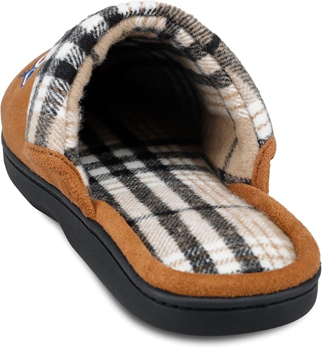 Dickies Men's Slide-on Memory Foam Scuff Slipper With Embroidered Logo - Indoor/Outdoor Sole