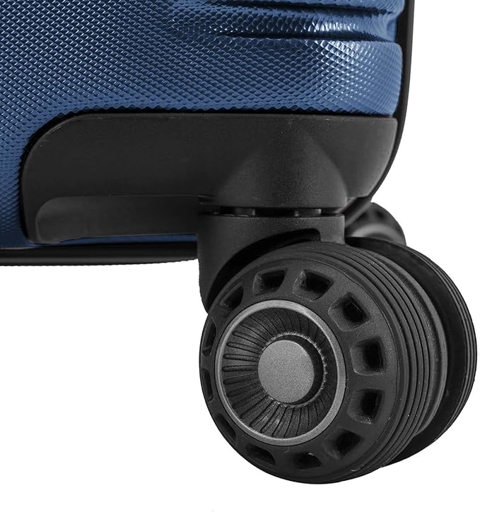 Traveler's Choice Archer Polycarbonate Hardside Spinner Luggage Set,Tie Down Straps, Blue, Checked 29-Inch