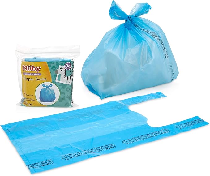 Nuby Diaper Disposable Bags, Fresh Baby Powder Scent, 2 Pack (50 Count Each Pack)