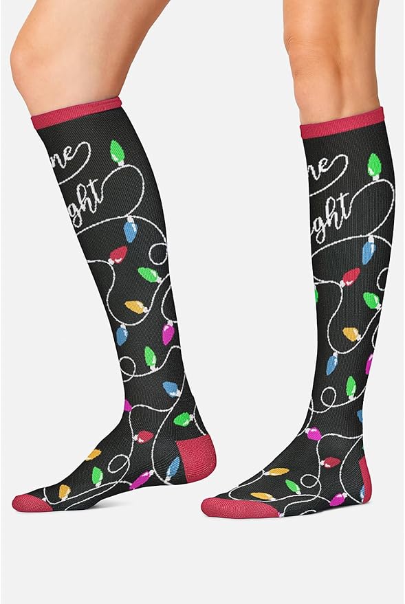 Cherokee Women's 10-15mmHg Compression Socks – Fun Print Knee Highs with Light Support, Soft Feel - PRINTSUPPORT