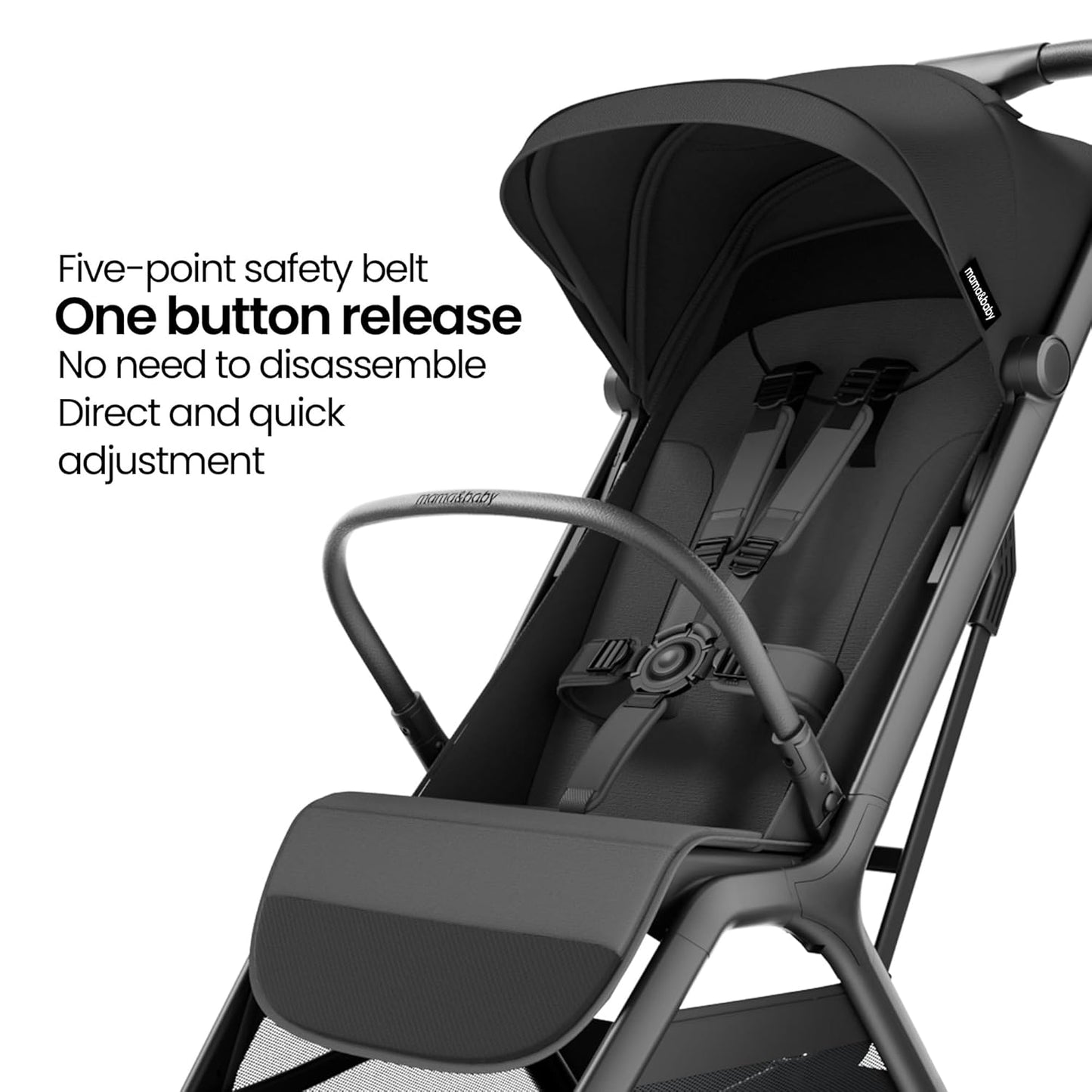 MAMA & BABY Packa Compact Travel Stroller – Lightweight, One-Hand Auto Folding, Portable & Lie-Flat Baby Stroller, Newborns and Toddlers Stroller with UPF 50+ Canopy & Mesh Ventilation