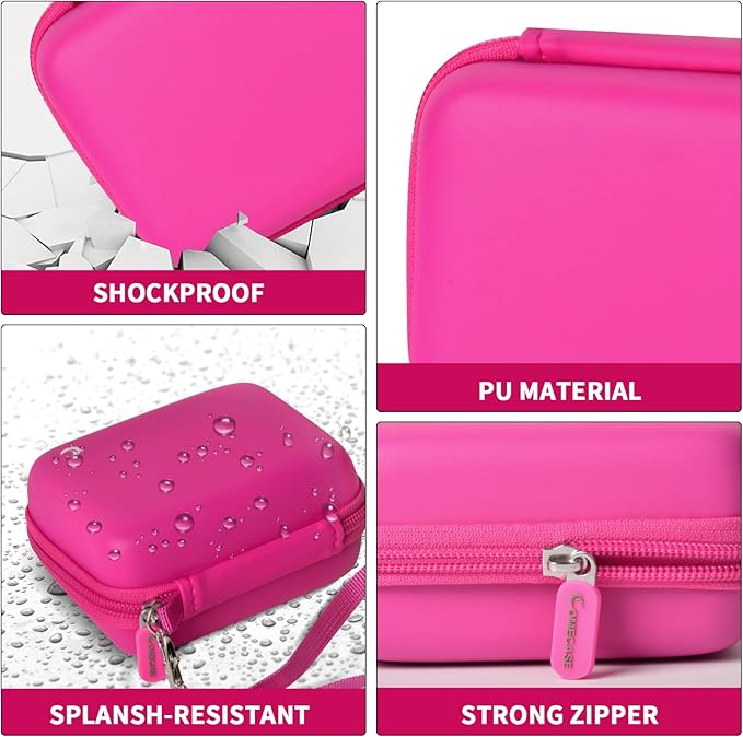 Comecase Carrying & Protective Case for Digital Camera, for CAMKORY/for Kodak Pixpro/for Canon PowerShot ELPH 180/190 / for Sony DSCW800 DSCW830 Cameras for Travel - Rose Red