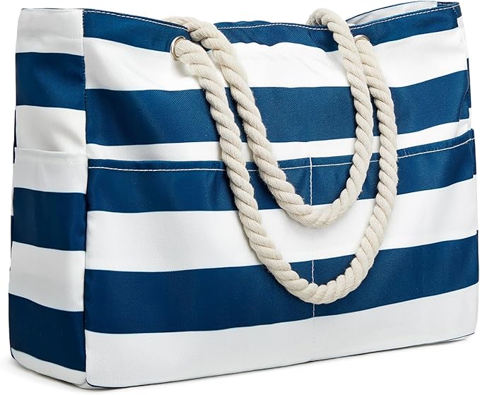 G4Free Canvas Beach Bag Waterproof Sandproof Large Beach Tote Bags for Women Pool Swim Travel Grocery