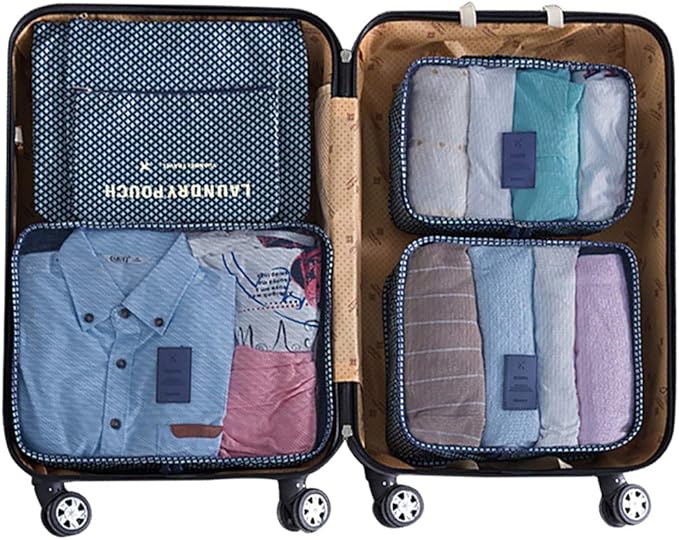 Mossio 7 Set Packing Cubes with Shoe Bag - Travel Carry On Luggage Organizer