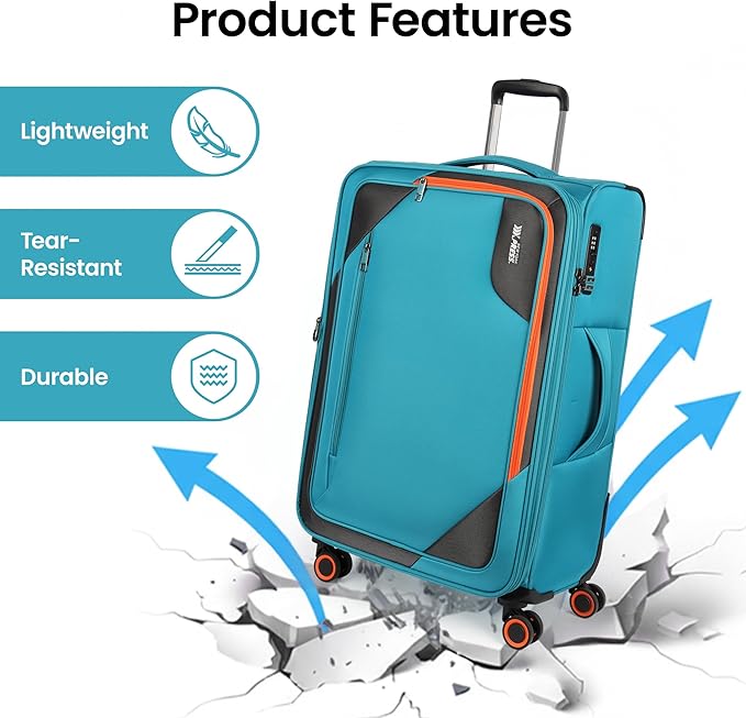 28 inch Luggage with Spinner Wheels,Large Softside Expandable 20% Checked Luggage w/TSA LOCK,Lightweight Durable Rolling Luggage for Men/Women（SkyBlue,28in）