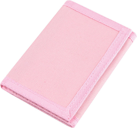 NEICY RFID Blocking Canvas Wallet for Men and Women - Camo Trifold Outdoor Sports Wallets with Magic Sticker for Teen Kids (Pink)