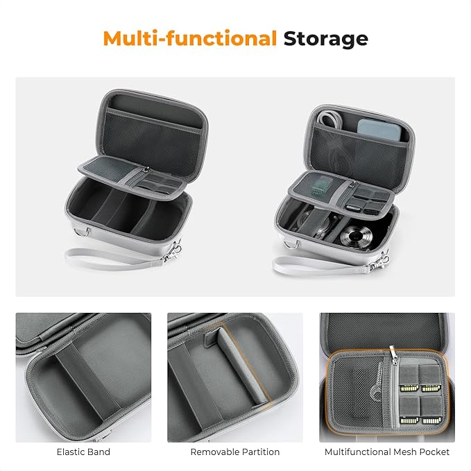 K&F CONCEPT Digital Small Camera Case, Compact Waterproof Small Camera Bag, Lightweight Camera Sling Bag for CCD/Sony DSCW800/DSCW830/Canon PowerShot - Silver
