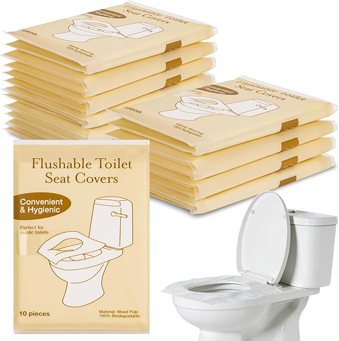 Toilet Seat Covers Disposable Flushable - 10 Pack Portable Travel Toilet Seat Cover, Individually Wrapped Potty Training Covers for Women, Mini Purse Size for Airplane Hotel Camping Bathroom