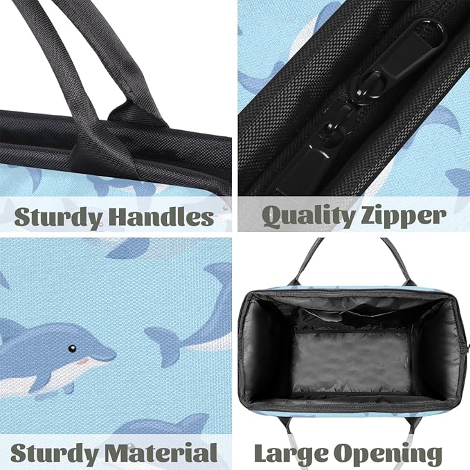 Overnight Weekender Bags for Women Men, Cute Cartoon Blue Dolphin Waterproof Travel Carry On Duffel Bag, Lightweight Sports Gym Bag for Fitness, Workout, Travel
