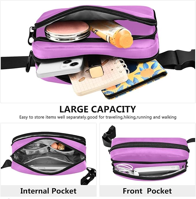 Fanny Pack for Women Men Water Resistant Fashion Waist Packs with Adjustable Strap Belt Bag for Travel Workout Jogging Hiking Violet