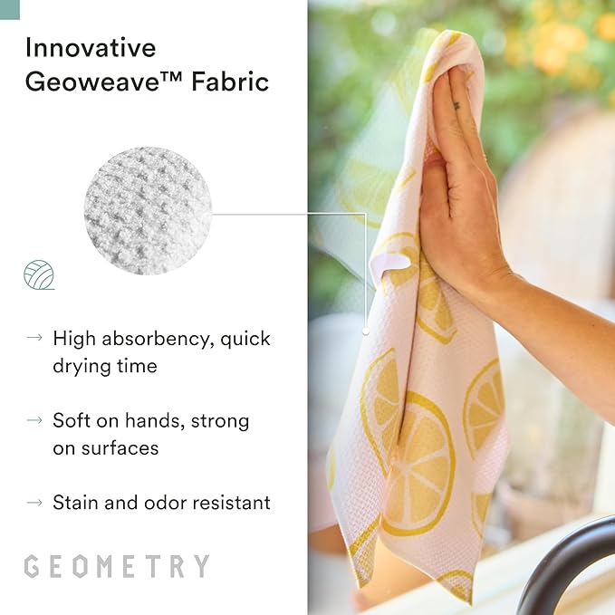 GEOMETRY Spring Kitchen Towels - Quick Dry Microfiber Cloth Spring & Summer Dish Towels for Kitchen Drying - Premium Quick Dry Towel - Pear Parade, 18" x 30" - 2-Pack