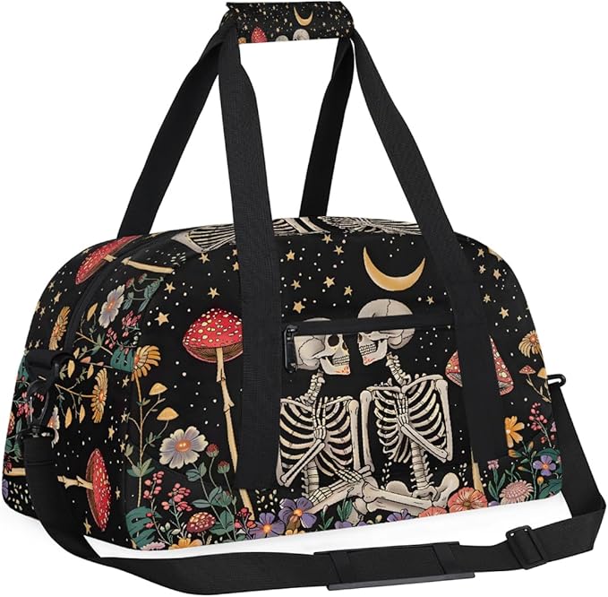 Travel Duffle Bag for travel duffle bag sports Girls Boys Kids Halloween Skull Goth Lightweight Overnight Sleepover Weekender Bags Small Dance Gym Sport Bag Teens Carry-On Size Workout Bag