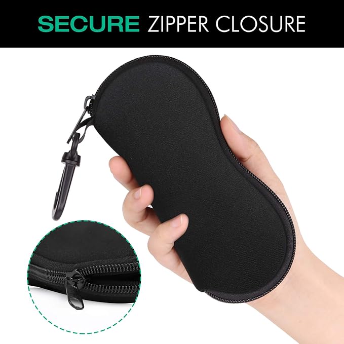 MoKo Sunglasses Soft Case Ultra Light Neoprene Zipper Eyeglass Case for Men Women