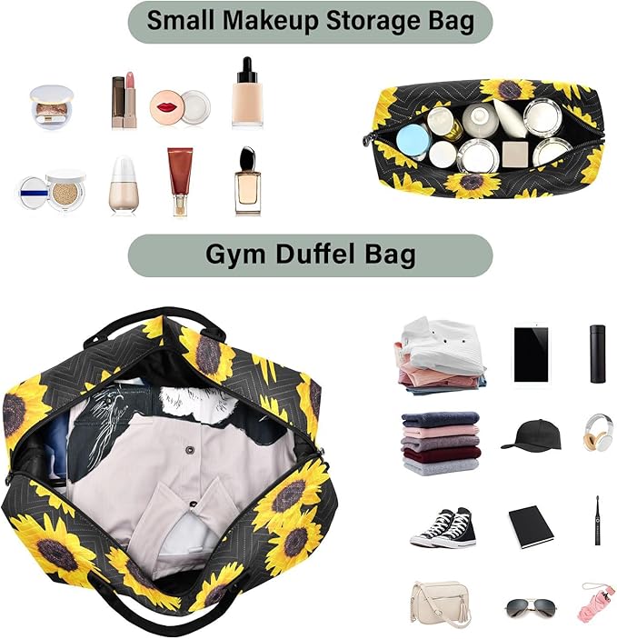 Sunflower Quilted Travel Bags Weekender Duffle Bags With Toiletry Bag Carry on Overnight Duffels Yoga Gym Bag for Airplanes Business Sports