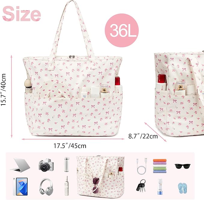 Bluboon Beach Bags for Women, Large Waterproof Tote Bag With Wet Compartment for Pool Weekender Travel Gym