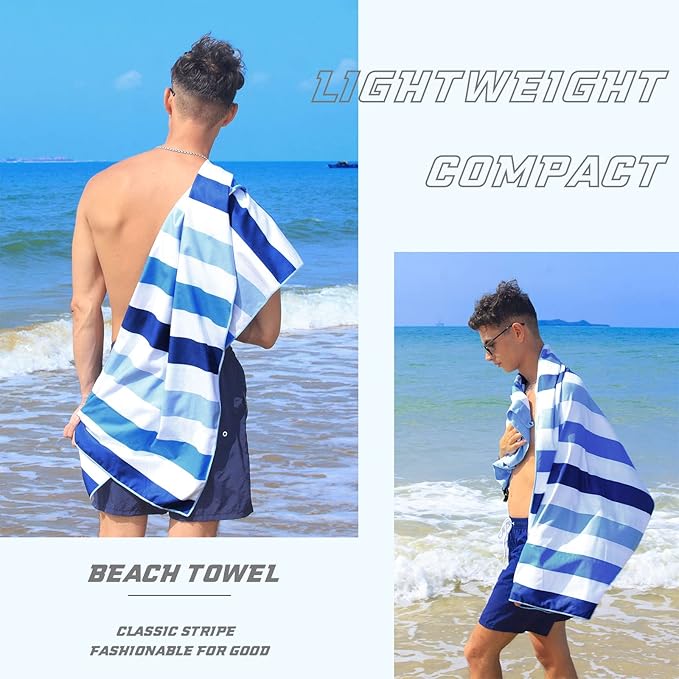 Exclusivo Mezcla Microfiber Quick Dry Beach Towel, Large Lightweight Sandfree Pool Towel for Swimming Camping Travel with Bag (Blue, 30x60 Inches)