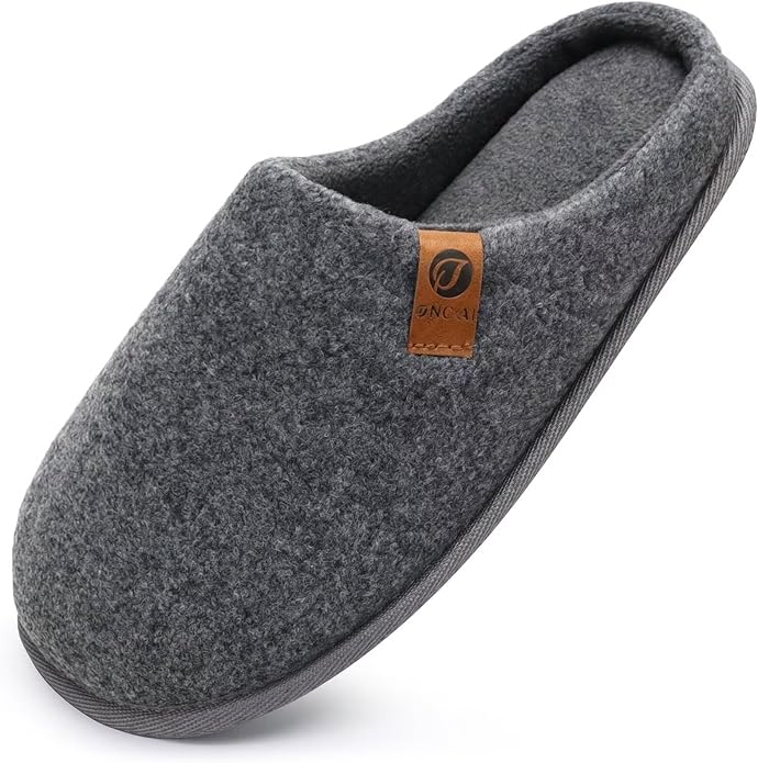 ONCAI Men's House Slippers Memory Foam Slip-On Warm Cozy Scuff Home Bedroom Shoes with Indoor/Outdoor Rubber Soles US Size 7-15