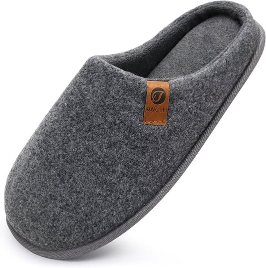 ONCAI Men's House Slippers Memory Foam Slip-On Warm Cozy Scuff Home Bedroom Shoes with Indoor/Outdoor Rubber Soles US Size 7-15