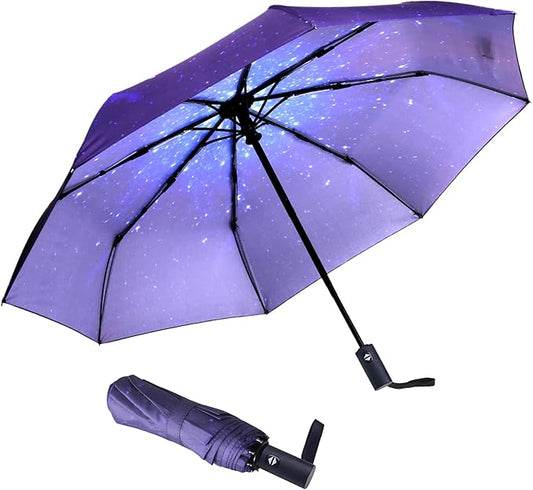 Travel Essentials Umbrella Windproof Compact Collapsible Light, Automatic, Strong and Portable, Wind Resistant Folding Small Umbrella for Rain