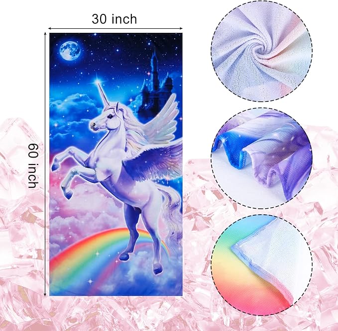 LIVILAN 30" x 60" Unicorn Horse Beach Towel, Oversized, Super Soft, Absorbent, Sand Proof, Microfiber for Pool, Swim, Bath, Shower, Perfect for Kids, Girls, Women, Ideal Unicorn Horse Gifts