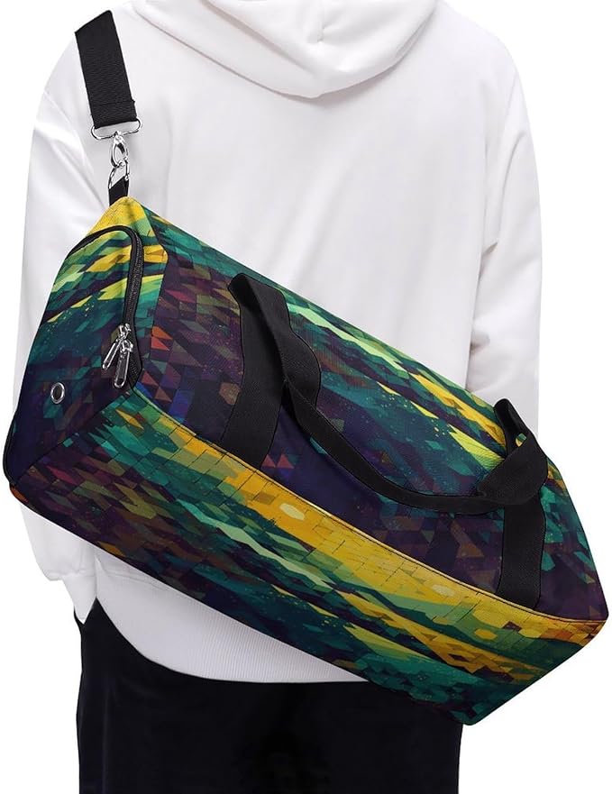 Shiny Hexagon Gym Bag Lightweight ，Travel Duffle Bag with Shoe Compartment，Gym Bag for Women for Overnight, Weekend, Yoga, Gym, Business Trips, Sport And Hospital.