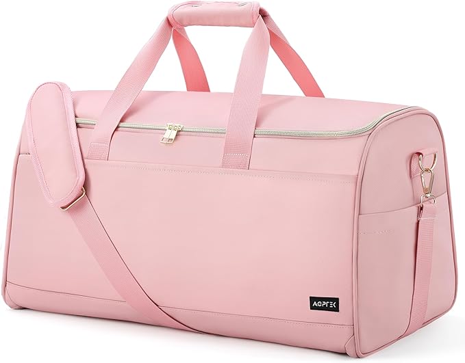 Convertible Travel Garment Bag, Carry on Garment Duffel Bag, 2 in 1 Hanging Dress Suitcase Suit Travel Bags, for Business Trips with Shoe Compartment & Multiple Pockets, AGPTEK (Pink)