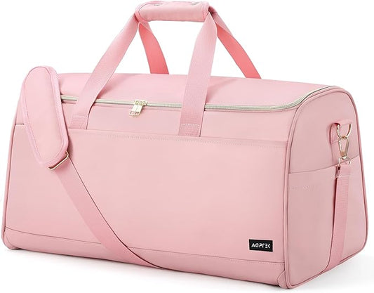 Convertible Travel Garment Bag, Carry on Garment Duffel Bag, 2 in 1 Hanging Dress Suitcase Suit Travel Bags, for Business Trips with Shoe Compartment & Multiple Pockets, AGPTEK (Pink)