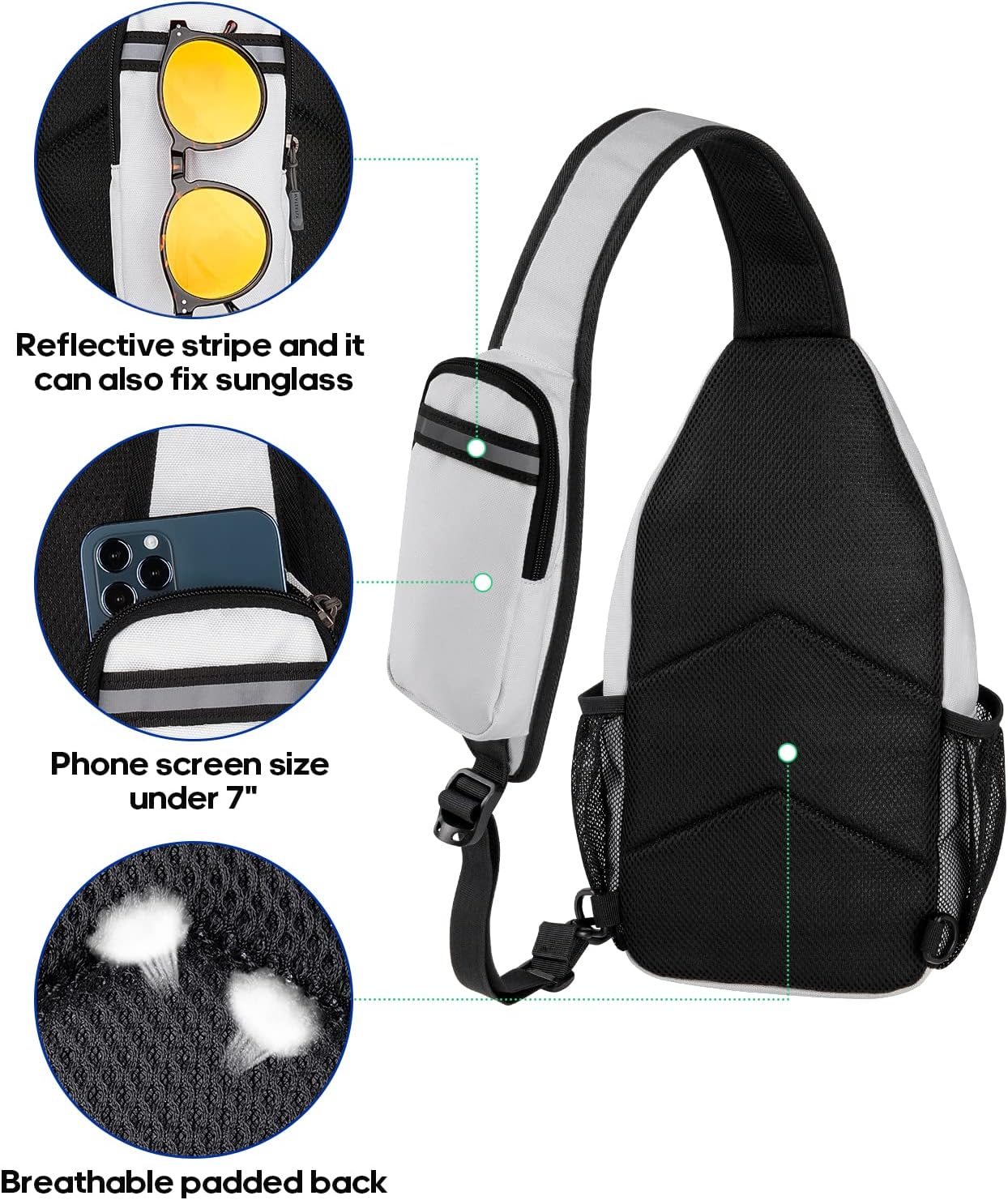 WATERFLY Crossbody Sling Backpack Sling Bag Travel Hiking Chest Bag Daypack