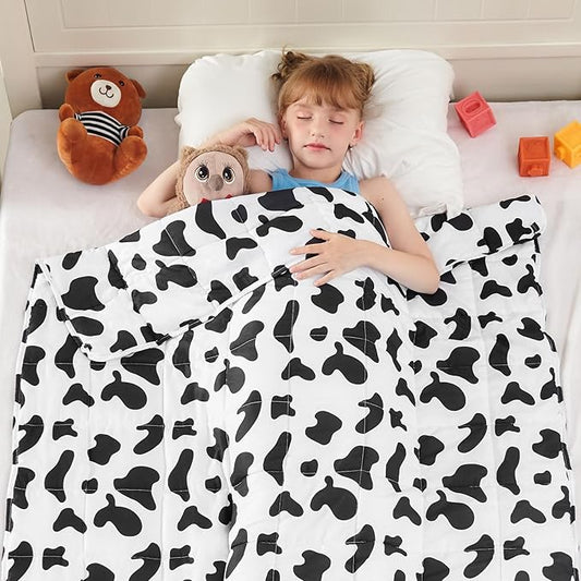 yescool Cow Print Weighted Blanket 7 Pounds Cooling Weighted Lap Blanket, Heavy Blankets, Comfortable Weighted Throw Blanket Gifts for 60-80lbs, 40"x60"