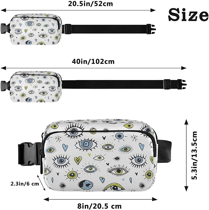 Evil Eyes Fanny Pack for Women Men Water Resistant Fashion Waist Packs with Adjustable Strap Belt Bag for Travel Workout Jogging Hiking 21220456