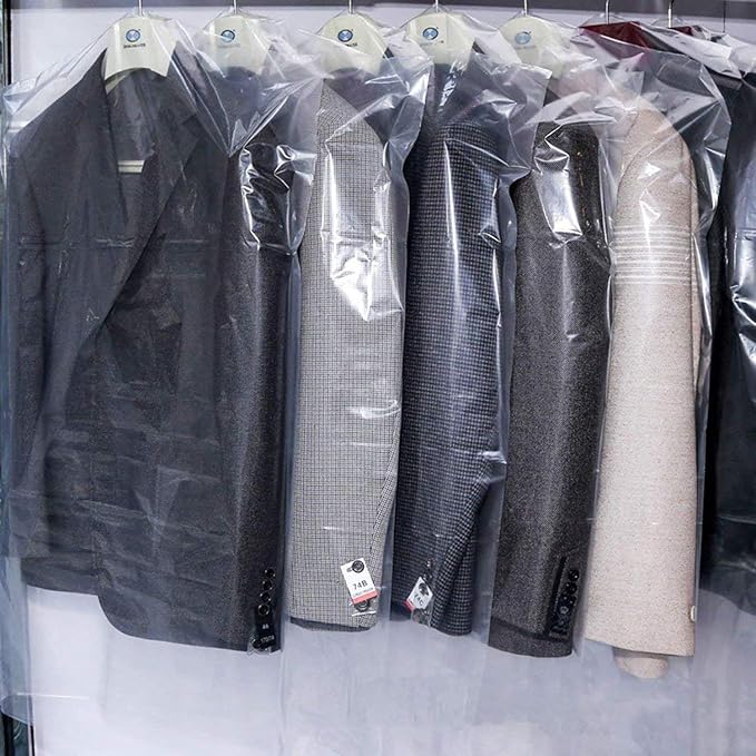 30 PCS Dry Cleaner Bags Plastic Clear 35.4 Inches Can be Hung Transparent Clothes Dust Cover