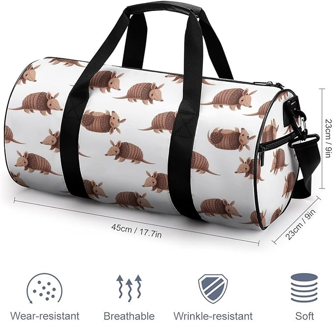 Foldable Gym Travel Bag Basketball Football Weekender Bag Carry on Beach Yoga Overnight Luggage Bags (Armadillo)