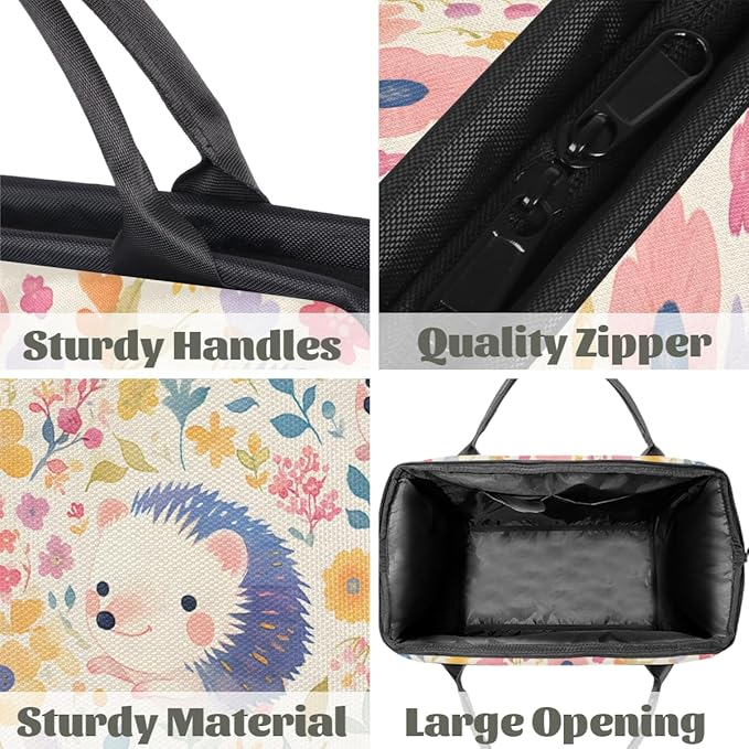 Hedgehog Flowers Overnight Weekender Bag for Women Men Travel Duffel Bags Waterproof Luggage Carry on Sports Yoga Gym Bag