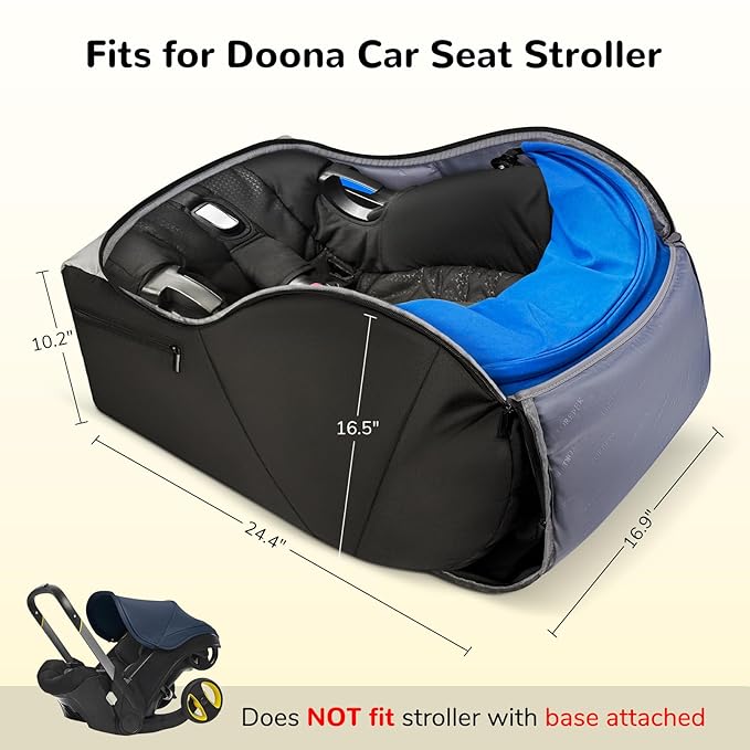 YOREPEK Travel Bag for Doona Car Seat Stroller, Padded Car Seat Travel Bag Backpack for Airplane with Clear Front Pocket, Foldable Car Seat Cover with Mini Pocket for AirTag, Luggage Tag