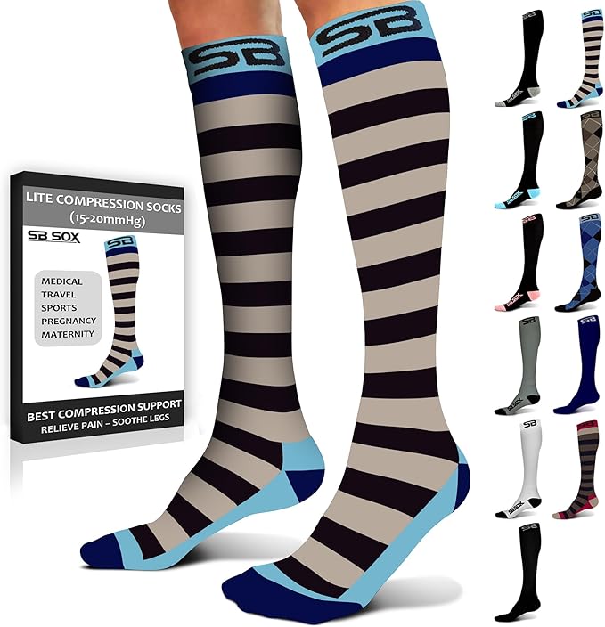 SB SOX Lite Compression Socks for Men & Women (15-20mmHg) – Best Compression Socks for Travel, Sports, and Daily Wear - XXL Sizes too!