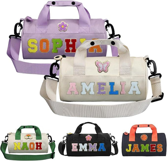 Personalized Dance Ballet Bag for Girls Small Travel Duffle Sport Gym Bag for Kids Weekender Overnight Bags Customized Birthday Gifts for Girls Dancer Students White Green