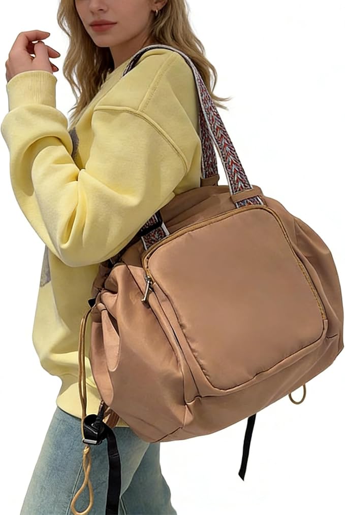 Everyday Bags for Women, Multifunctional Travel Organizer Bag, Large Capacity Tote Backpack, Large Diaper Bag with 15 Pockets, Crossbody and Shoulder Bag (khaki)