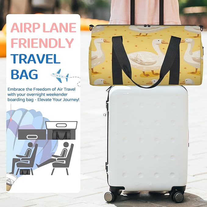 Duck Pattern Travel Duffle Bag for Women Men, Overnight Weekender Bag, Carry on Tote for Sport Gym