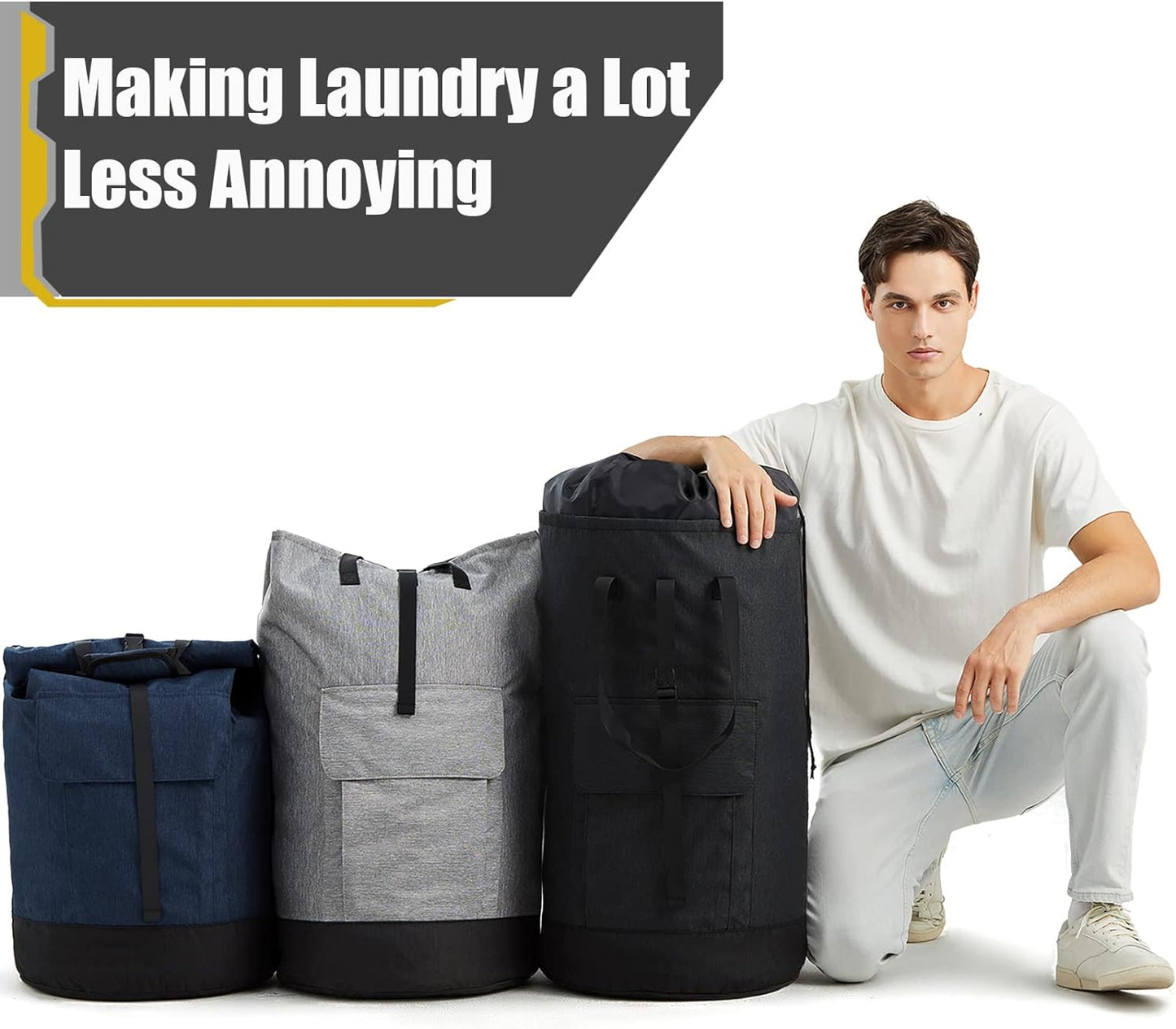 Laundry Bag for College, 115L Heavy Duty Laundry Backpack with Shoulder Straps, Large Dirty Clothes Bag for Dorm, Apartment and Laundromat, Laundry Duffle Bag for Travel, Beach, Camping, oyster grey