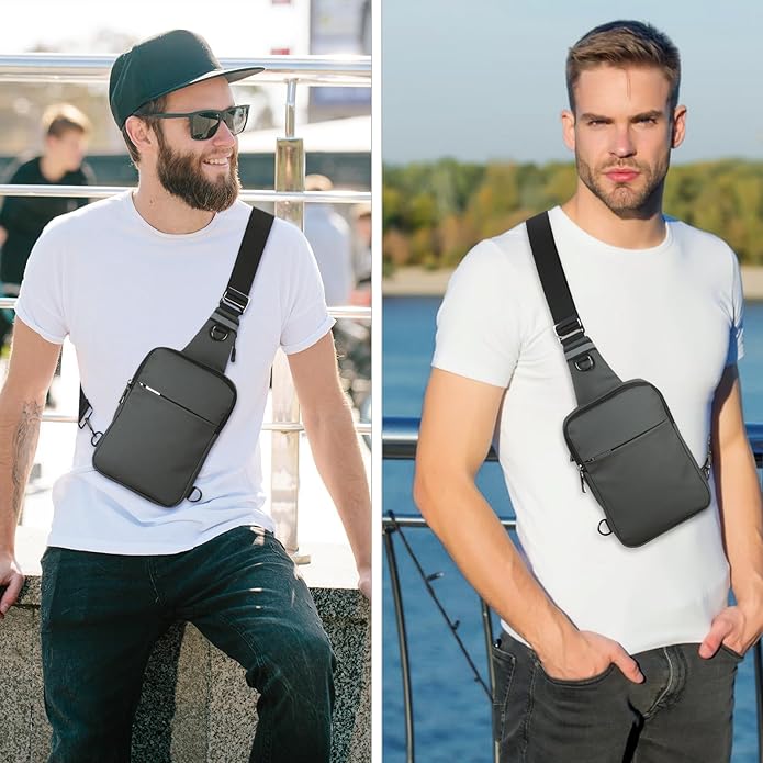 BROADREAM Mini Sling Bag for Men Women Small Crossbody Backpack Shoulder Bags with RFID & Waterproof for Hiking Trave Running