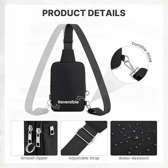 G4Free Small Sling Bag for Women Travel Anti Theft Crossbody Bags with RFID Blocking Card Slots, Black