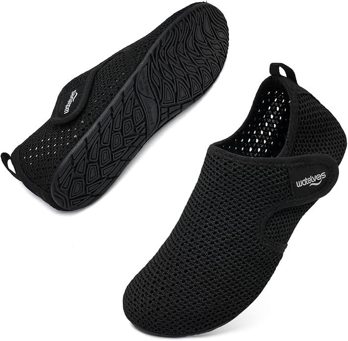 WateLves Water Shoes for Women Men Swim Beach Aqua Socks Quick Dry Barefoot House Slippers Travel Shoes with Adjustable Magic Tape for Pool Diving Boating Yoga Surf