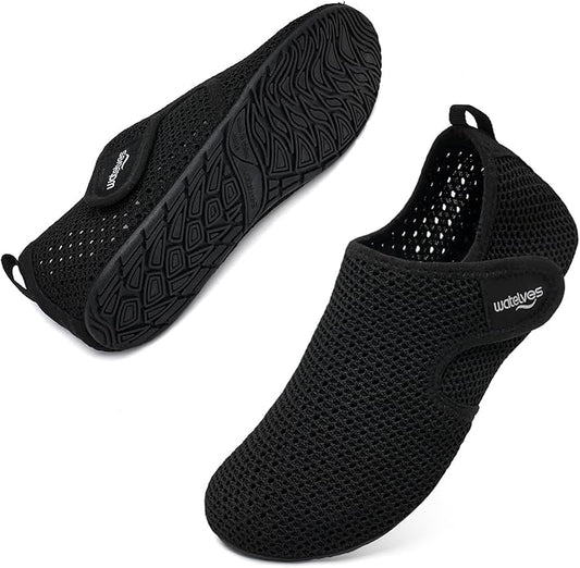 WateLves Water Shoes for Women Men Swim Beach Aqua Socks Quick Dry Barefoot House Slippers Travel Shoes with Adjustable Magic Tape for Pool Diving Boating Yoga Surf
