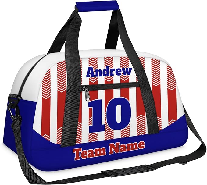 Basketball Soccer Gifts for Boys Girls - Custom Sports Duffle Bag, Personalized Name & Team Bag, Water-Resistant Gym Bag for Basketball, Soccer, Volleyball | Y-Red Navy