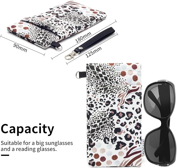 Face Shadow Double Glasses Case Soft Eyeglass Case For Women Men Squeeze Top Sunglasses Case With Cleaning Cloth