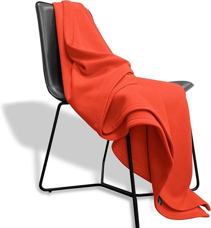 MV Sport Lightweight Sweatshirt Blanket Throw – Warm & Cozy, Breathable Oversized Fleece Knit, Couch, Bed, Travel, Cold Nights, and Outdoors – Soft Light Weight Blanket 54" x 84" Orange